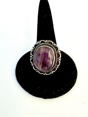 Beautiful, 925 marked, Fluorite ring, size 6 1/2
